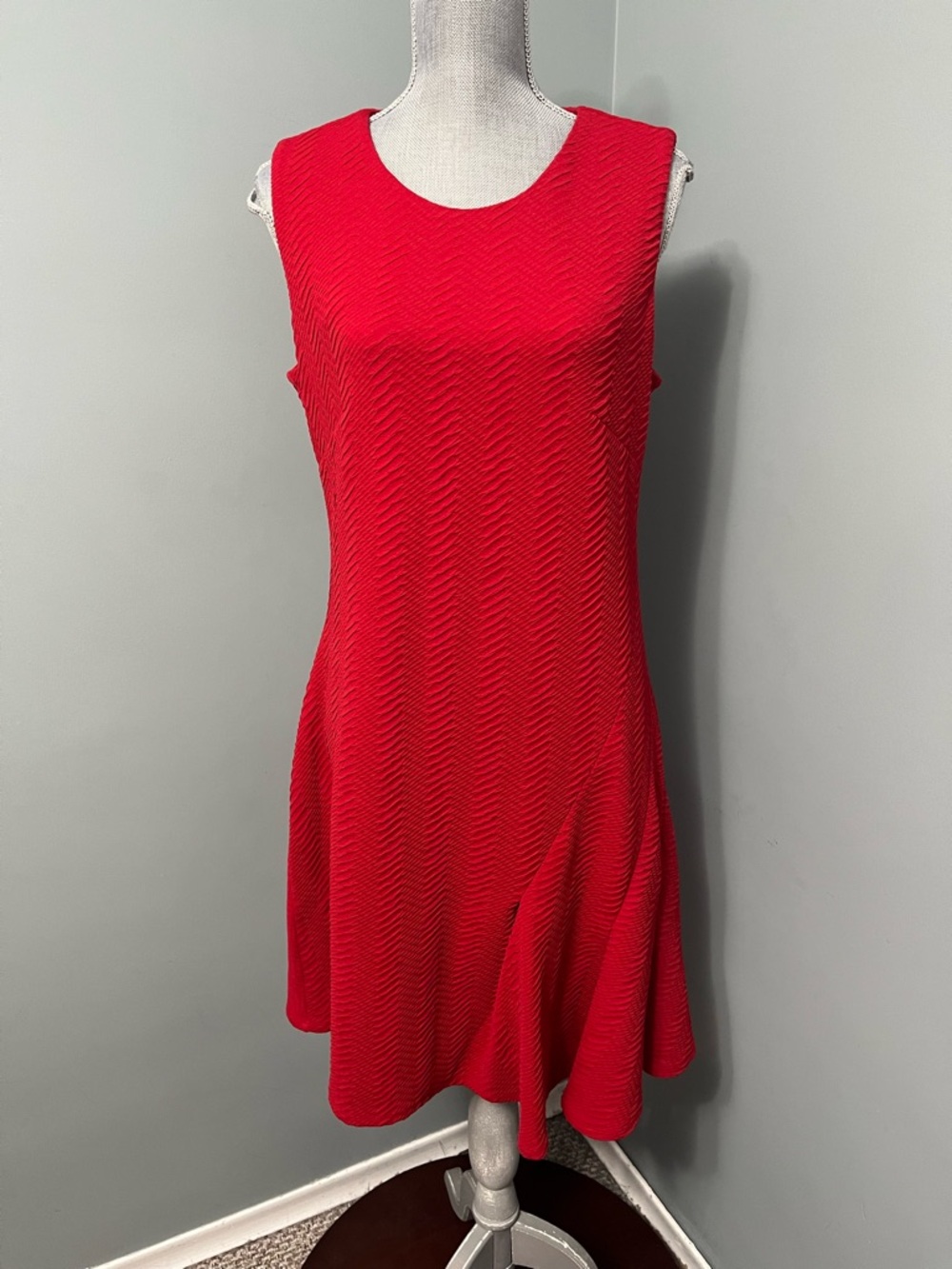 CALVIN KLEIN red cocktail dress women’s Size 12 wedding guest ruffle